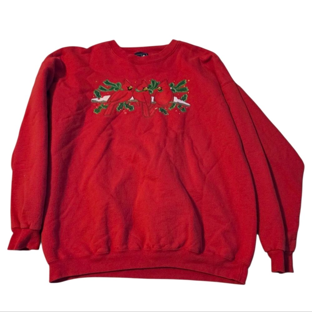 Vtg Holiday Crew Neck Cardinal Sweatshirt